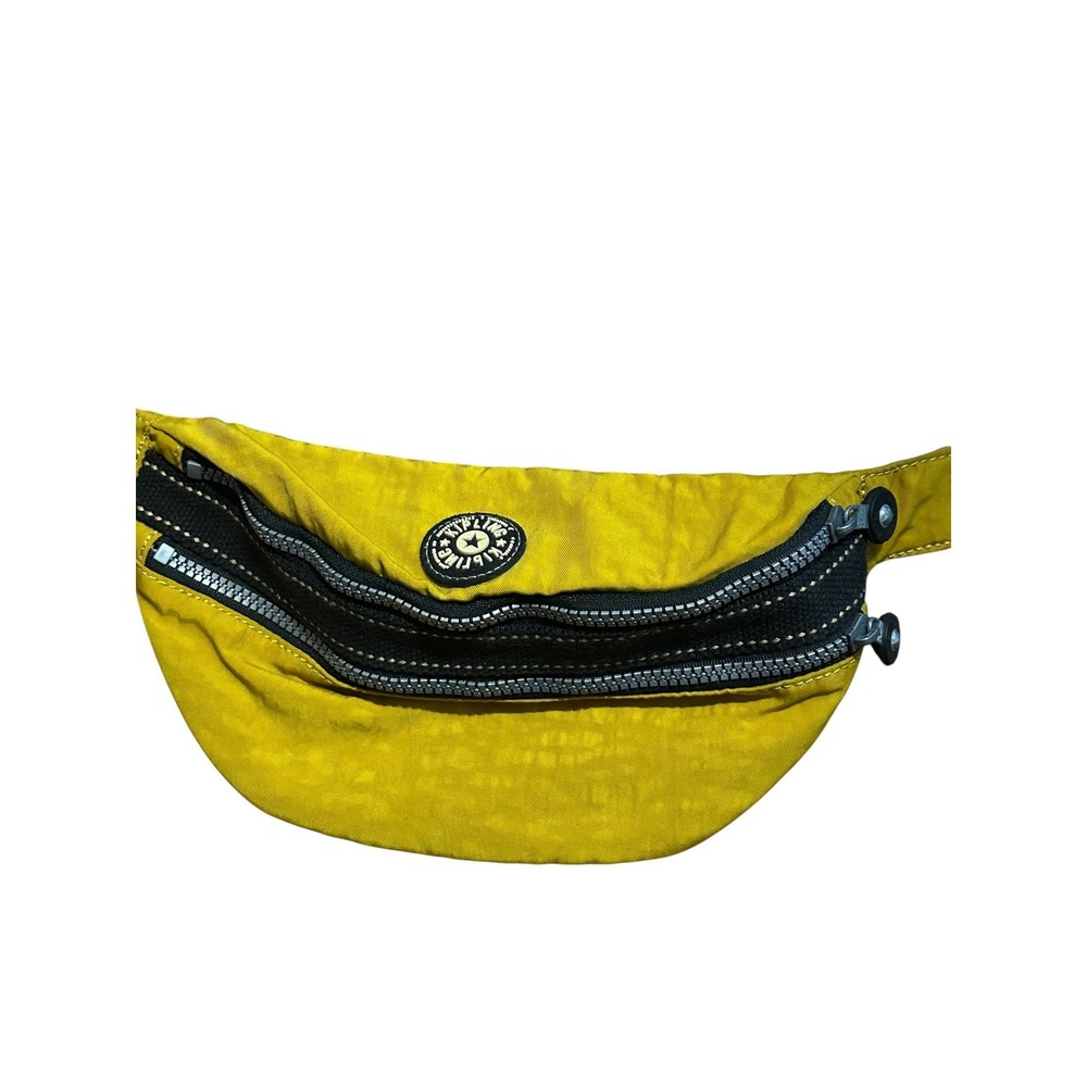 Kipling Mustard Yellow Crinkle Nylon Waist Bag Fanny Pack Adjustable Strap